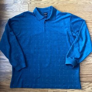Men’s Van Heusen Cobalt Blue Long Sleeve Collared Shirt- XL